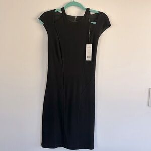 NWT Helmut Lang body con shoulder cutout cap sleeve dress. Size S.